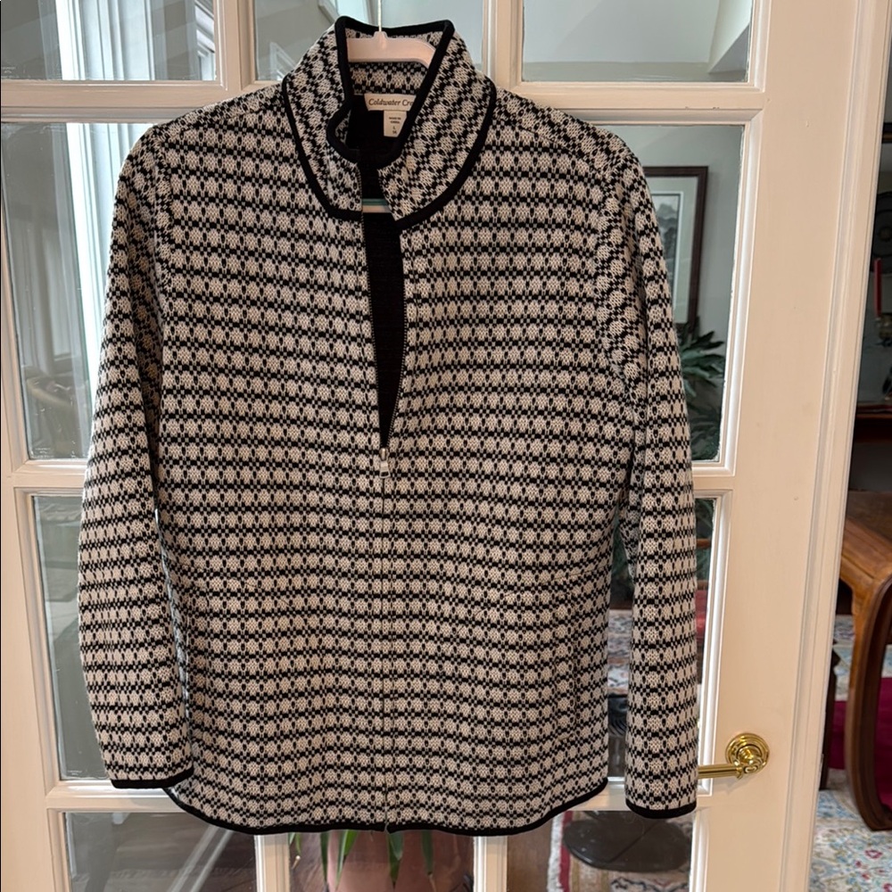 Coldwater Creek Black and White Patterned Sweater